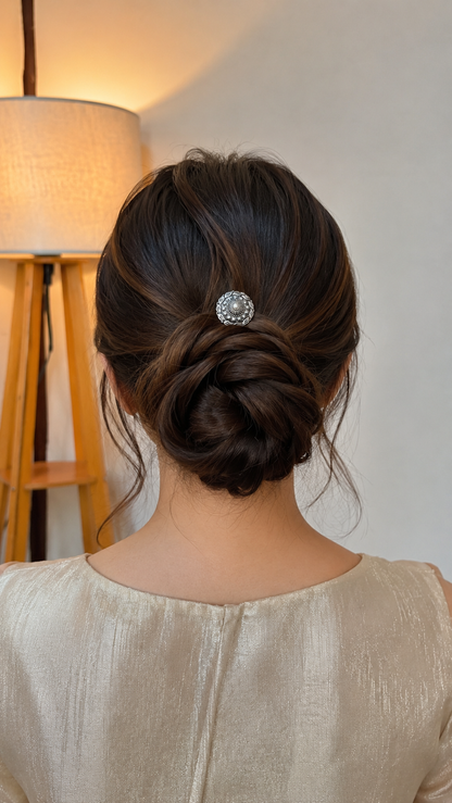 Patika Silver Look Alike Oxidised Hair Pin