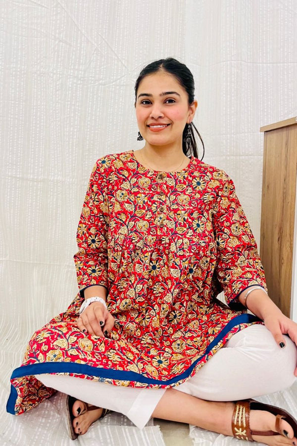 Fuschia Floral Print Short Tunic