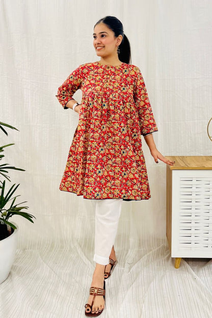 Fuschia Floral Print Short Tunic