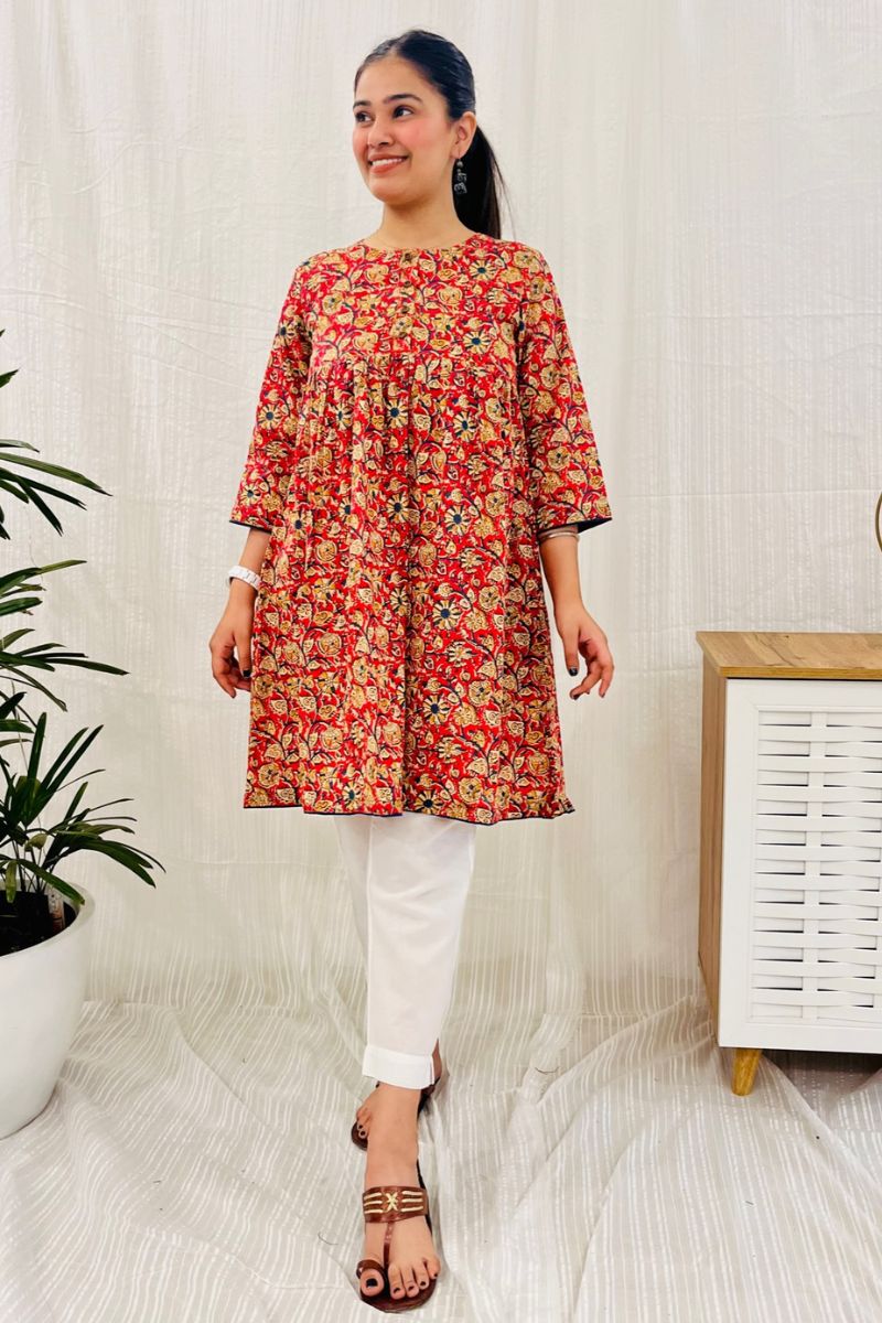 Fuschia Floral Print Short Tunic