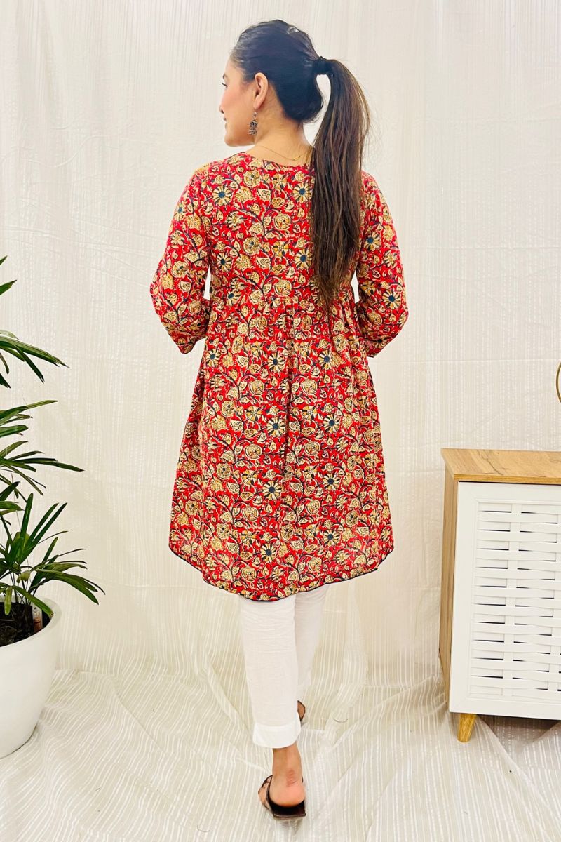 Fuschia Floral Print Short Tunic