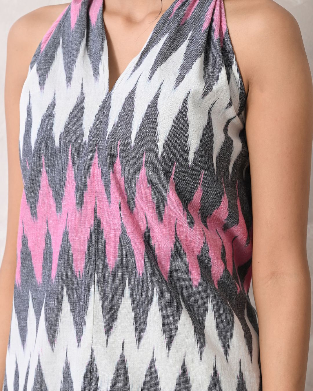 Mishti Grey Ikat Short Kurti