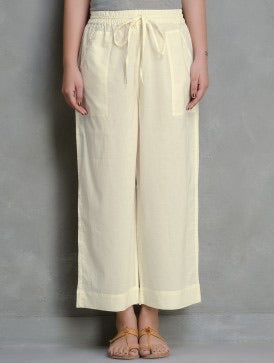Comfort fit pants - Ivory offwhite cotton  pants Mc