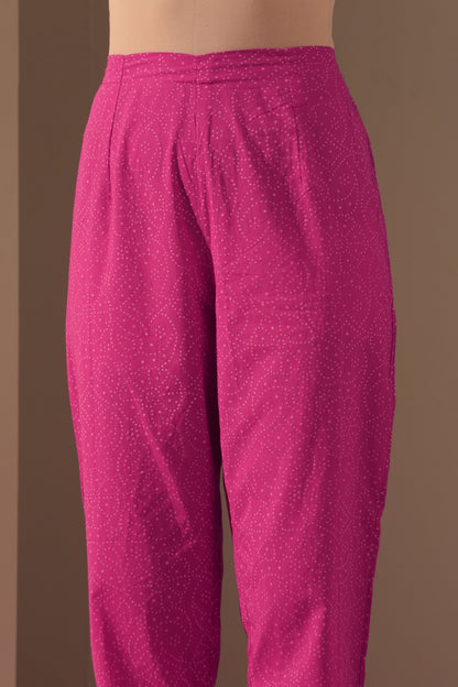 Murraya Viva Magenta Embroidered Chanderi Kurta Set of 3