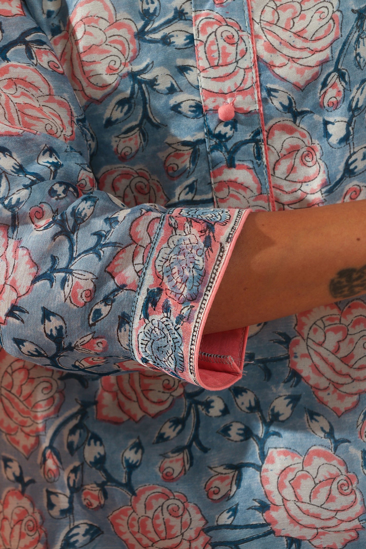 Murraya Blue Rose Chanderi Kurta Set of 3