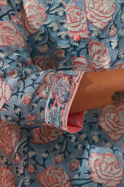 Murraya Blue Rose Chanderi Kurta Set of 3