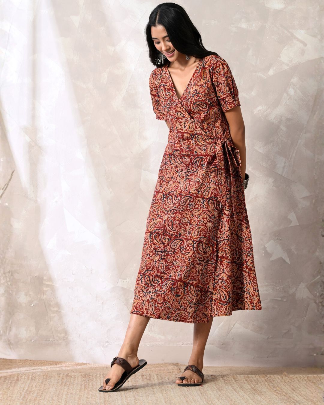Saanjh kalamkari Wrap Dress