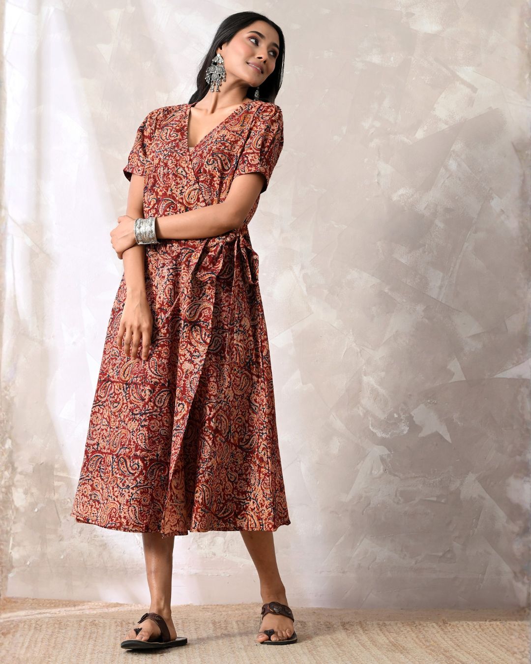 Saanjh kalamkari Wrap Dress