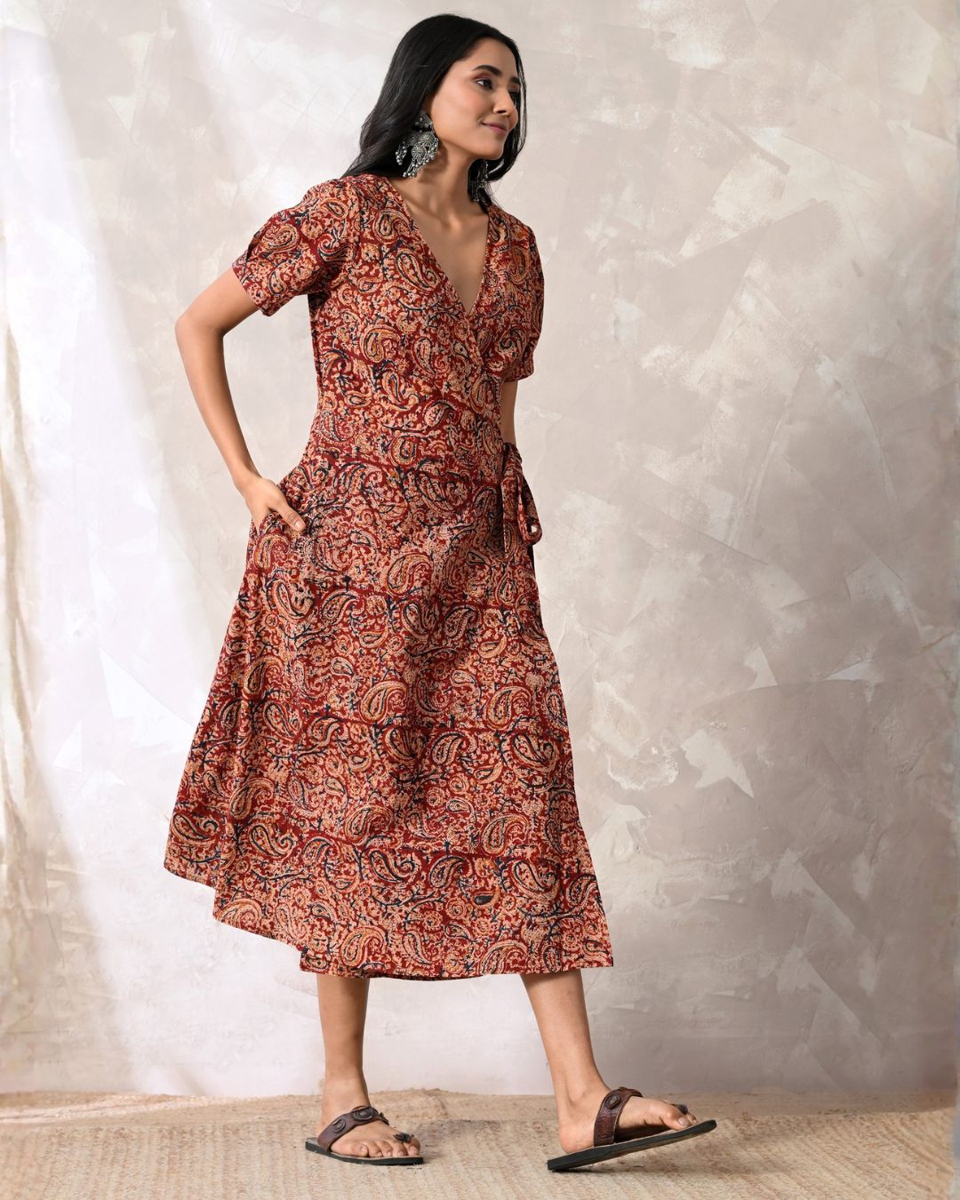 Saanjh kalamkari Wrap Dress