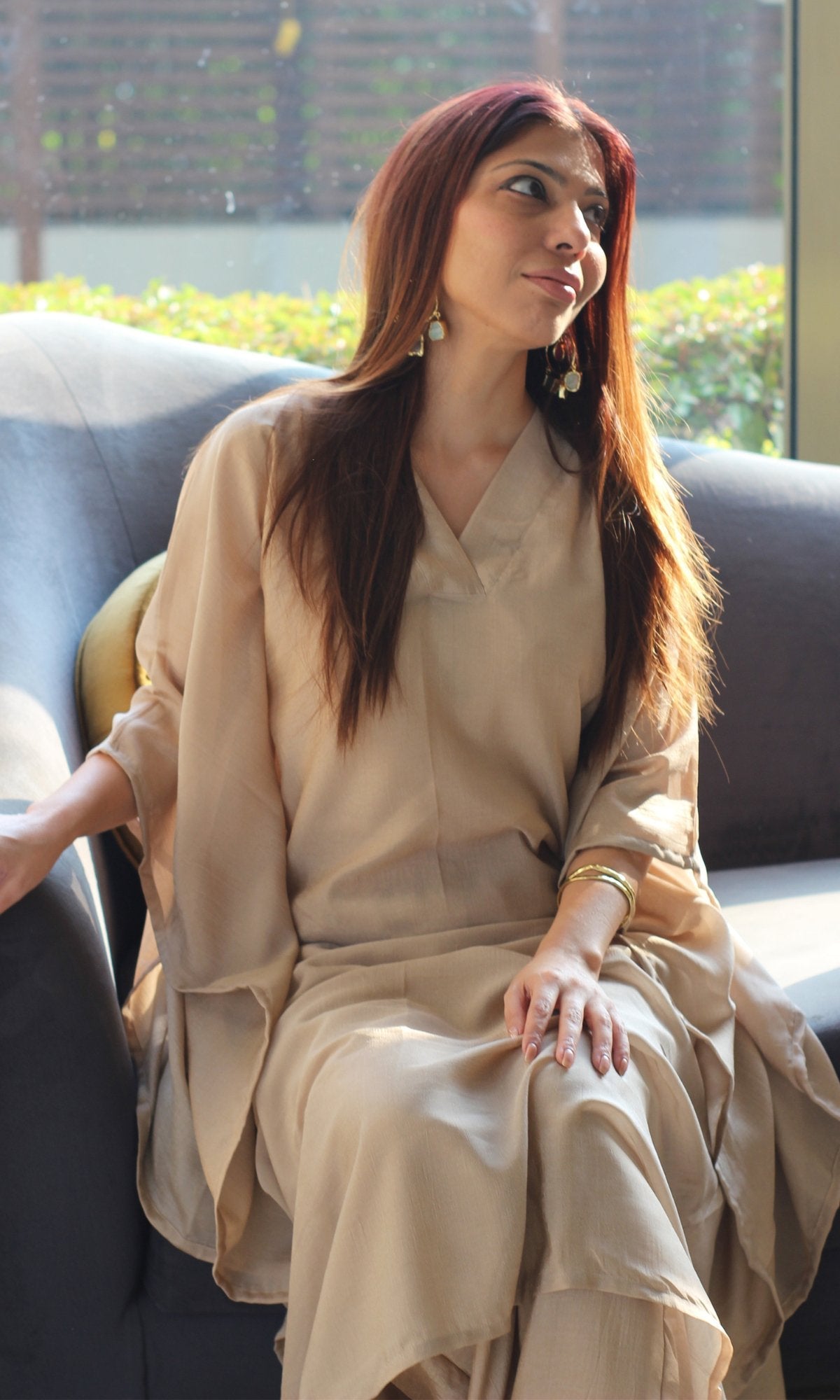 Light Gold Kaftan Style Coord Set - Baareeki