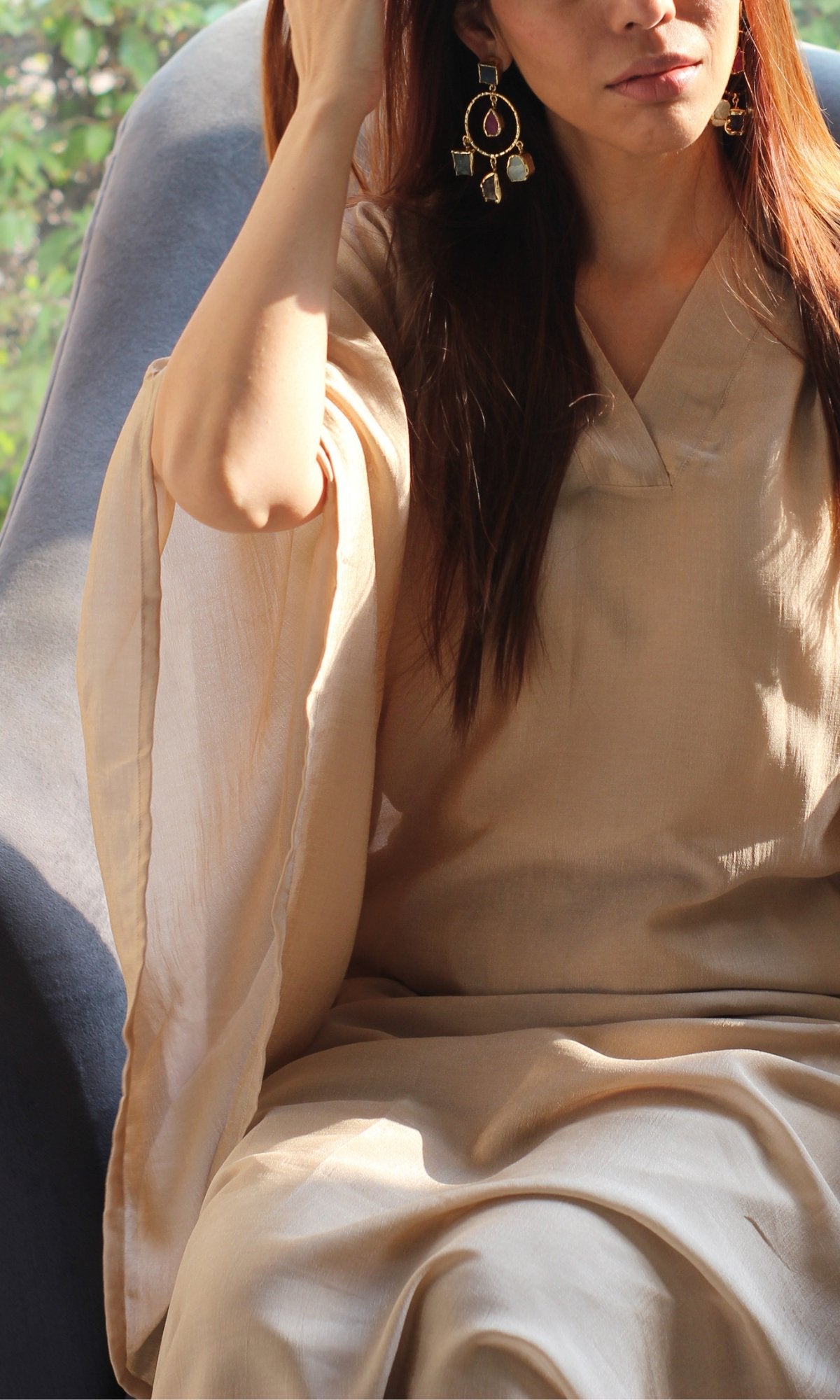 Light Gold Kaftan Style Coord Set - Baareeki