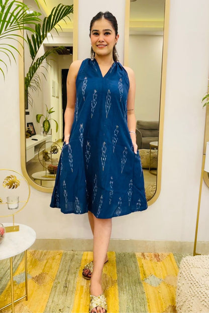 Navy Ikat Aline Dress