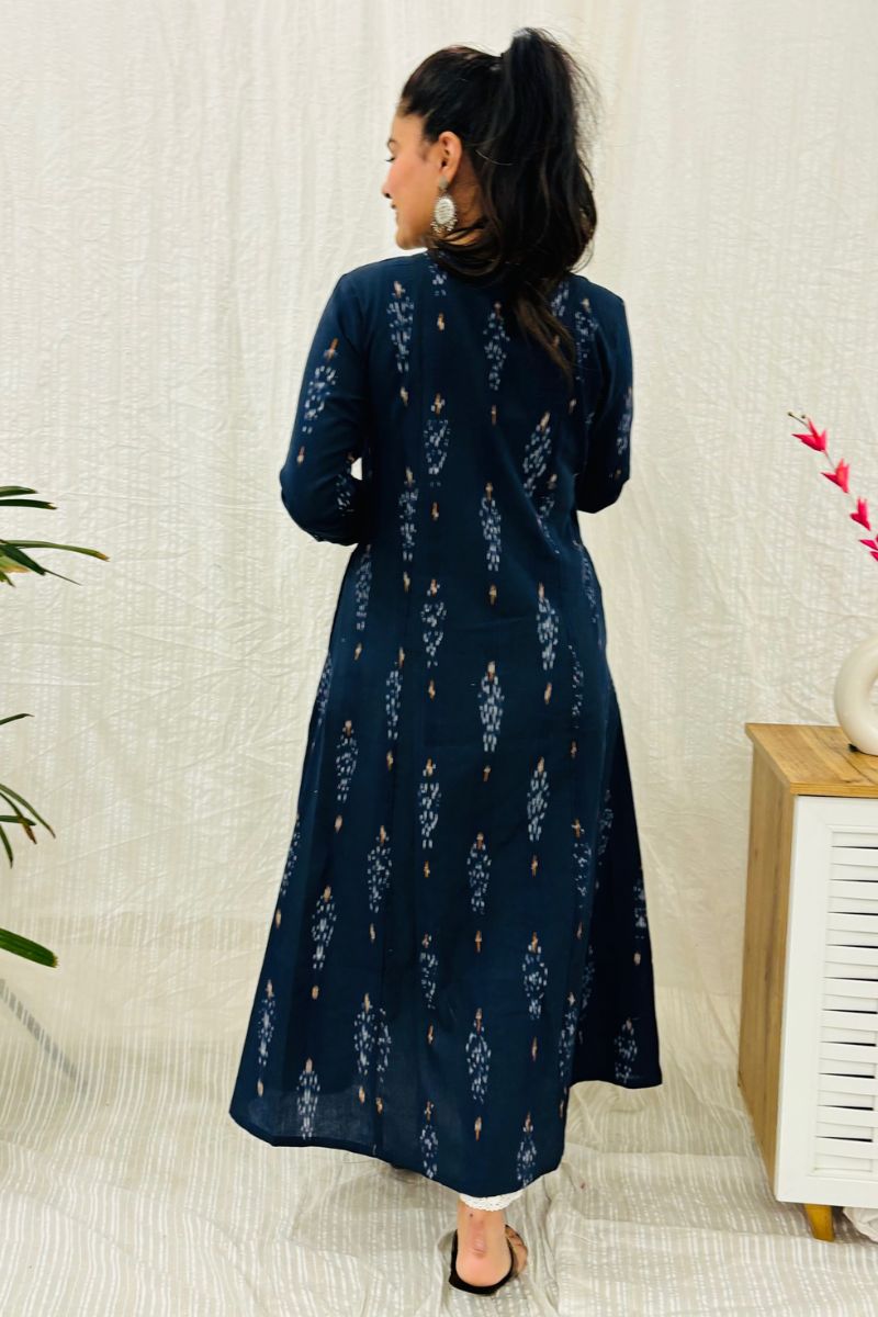 Navy Ikat Angrakha Kurta