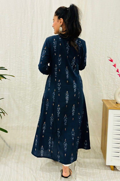 Navy Ikat Angrakha Kurta