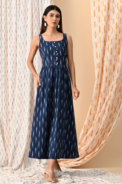 Navy Ikat Maxi Dress