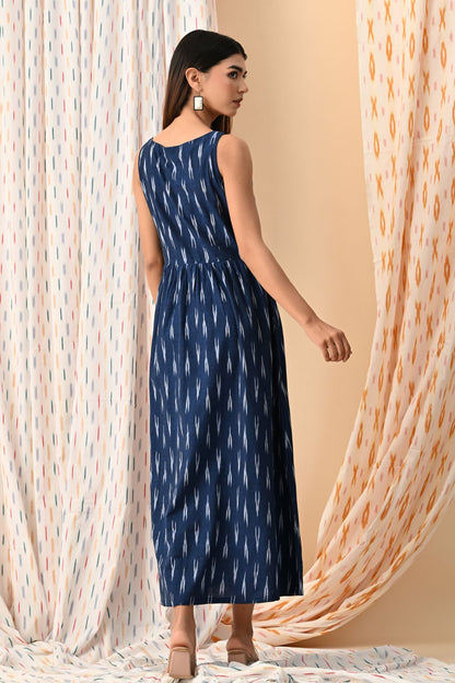 Navy Ikat Maxi Dress