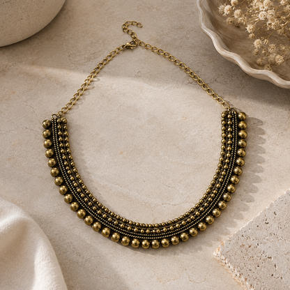 Mehendi Metal Layered Beaded Necklace