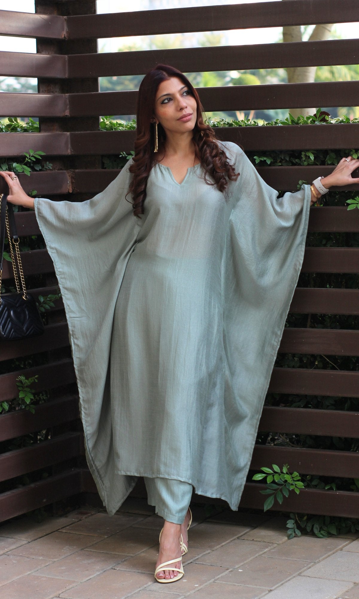 Pastel Green Kaftan Style Coord Set - Baareeki