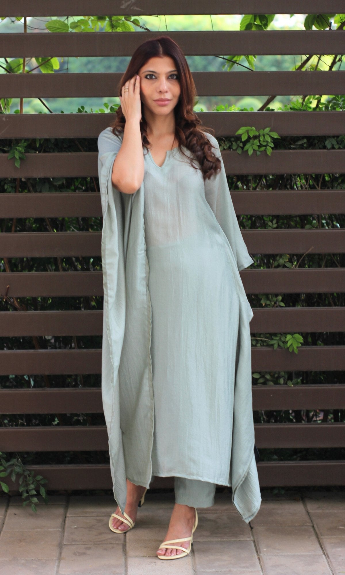 Pastel Green Kaftan Style Coord Set - Baareeki