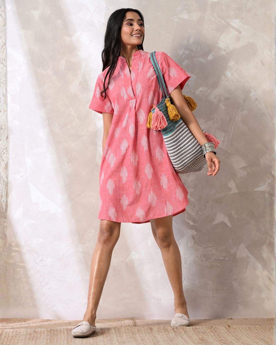 Siya Pink Ikat Dress