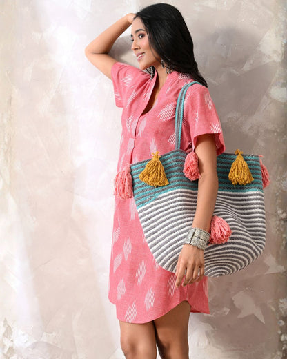 Siya Pink Ikat Dress
