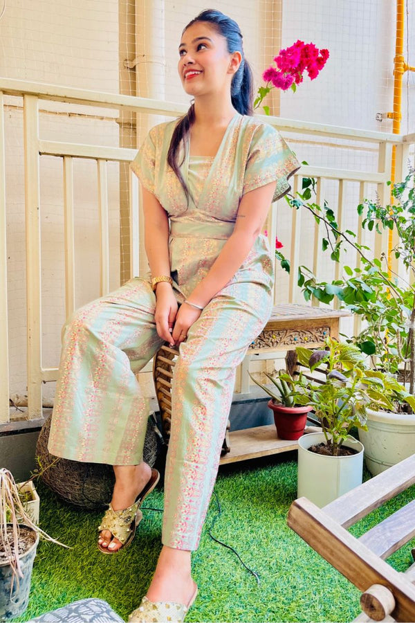 Pista Green Festive Jumpsuit