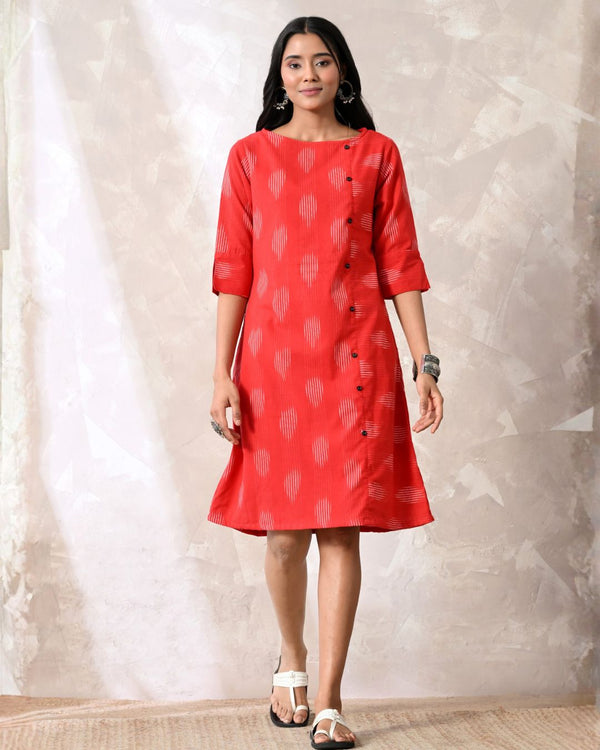 Red Ikat Formal Shift Dress