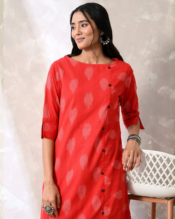 Red Ikat Formal Shift Dress