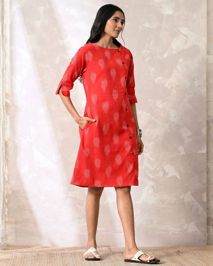 Red Ikat Formal Shift Dress