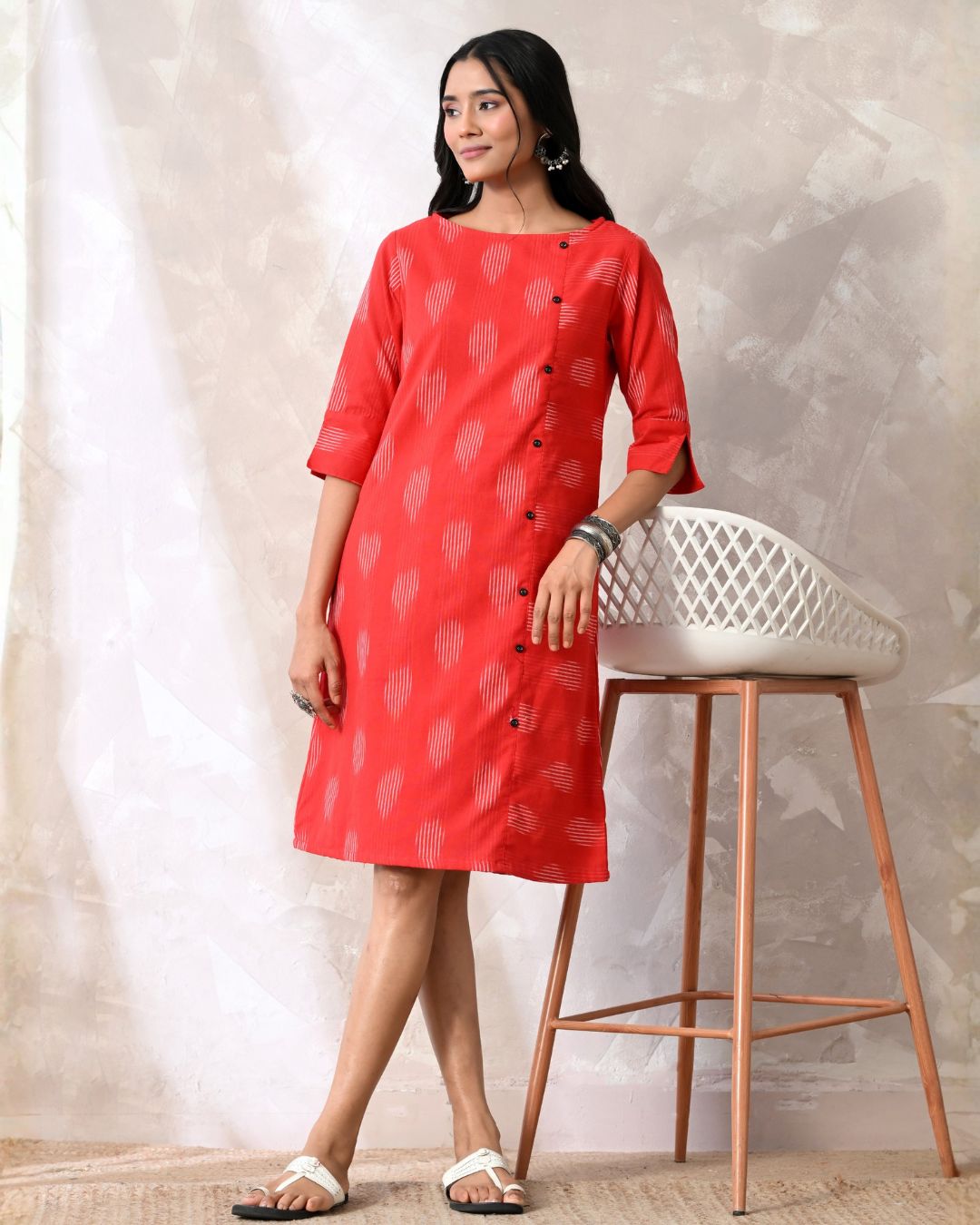 Red Ikat Formal Shift Dress