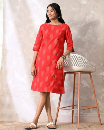 Red Ikat Formal Shift Dress