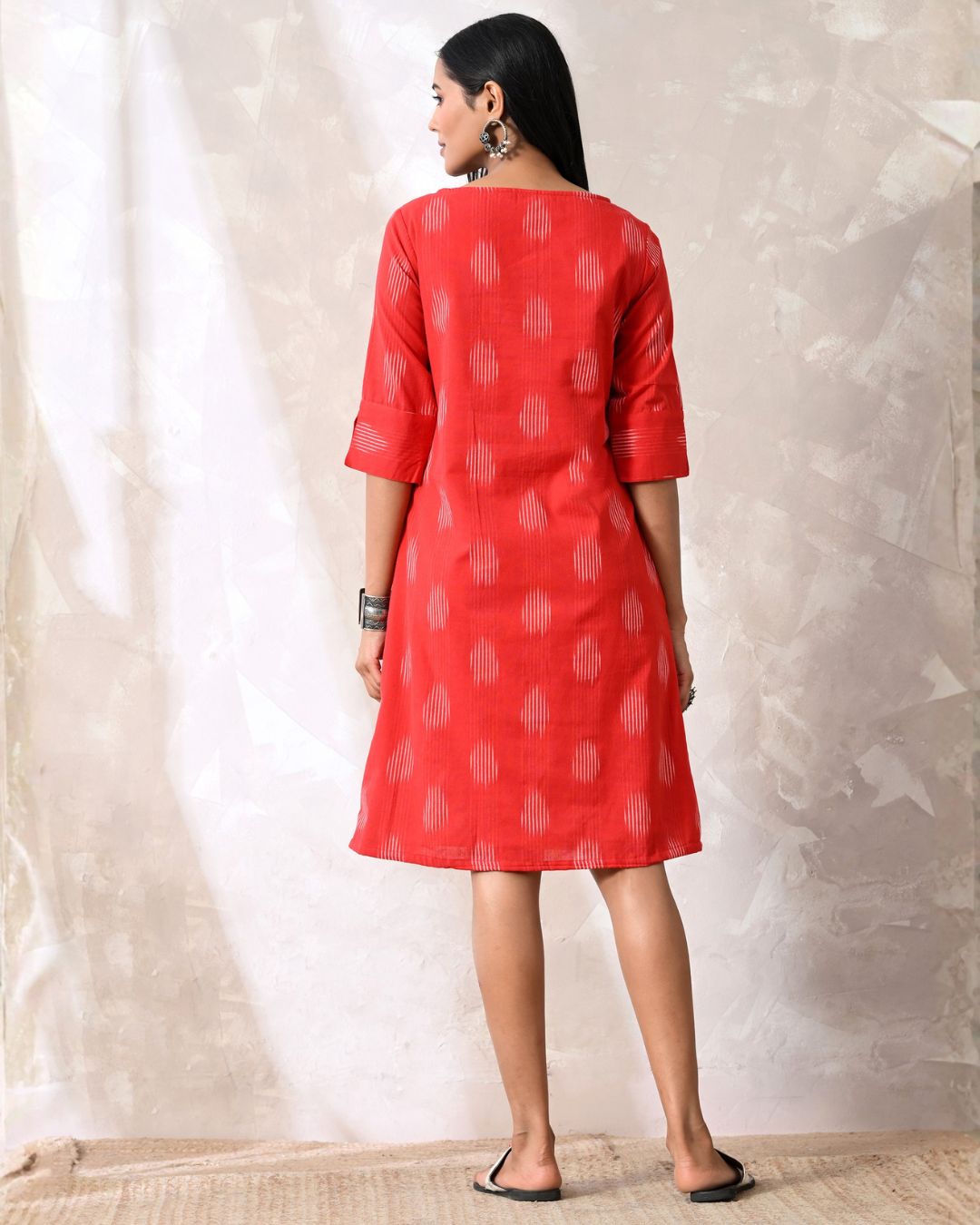 Red Ikat Formal Shift Dress