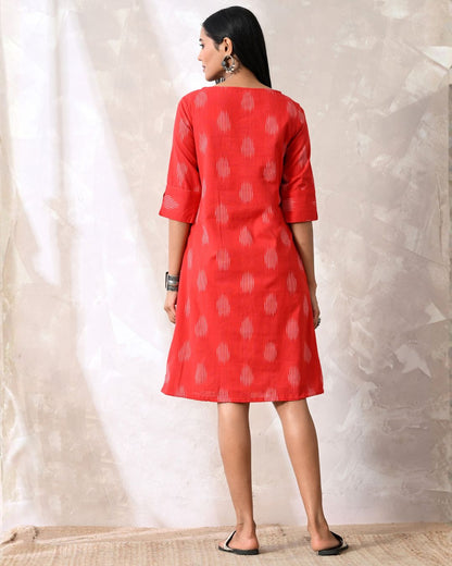 Red Ikat Formal Shift Dress