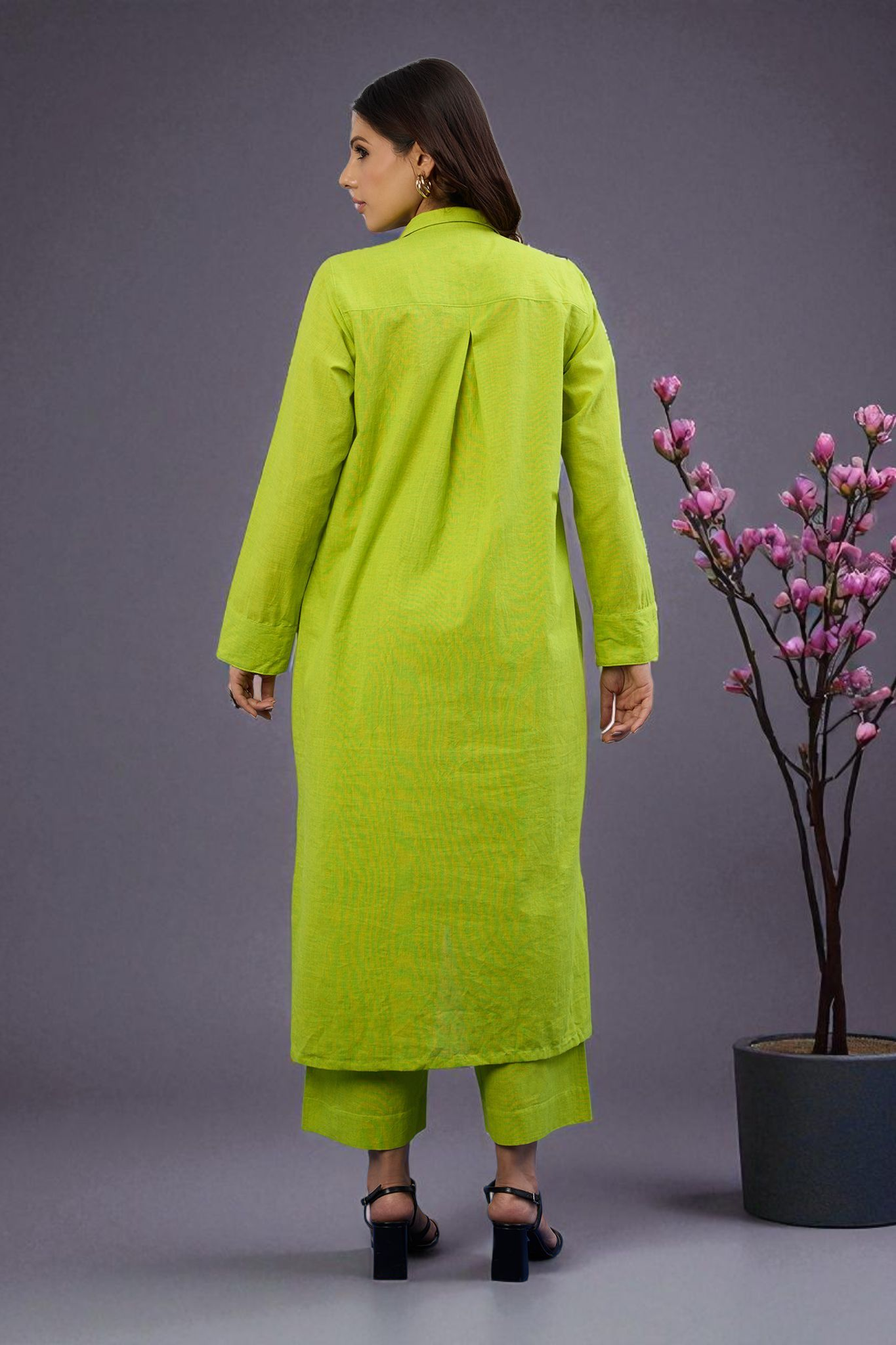 Maati Craft Coord Set  Citrina Hi-Low Hem Kurta  (Set Of 2)