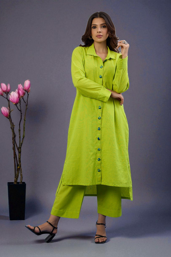 Maati Craft Coord Set  Citrina Hi-Low Hem Kurta  (Set Of 2)