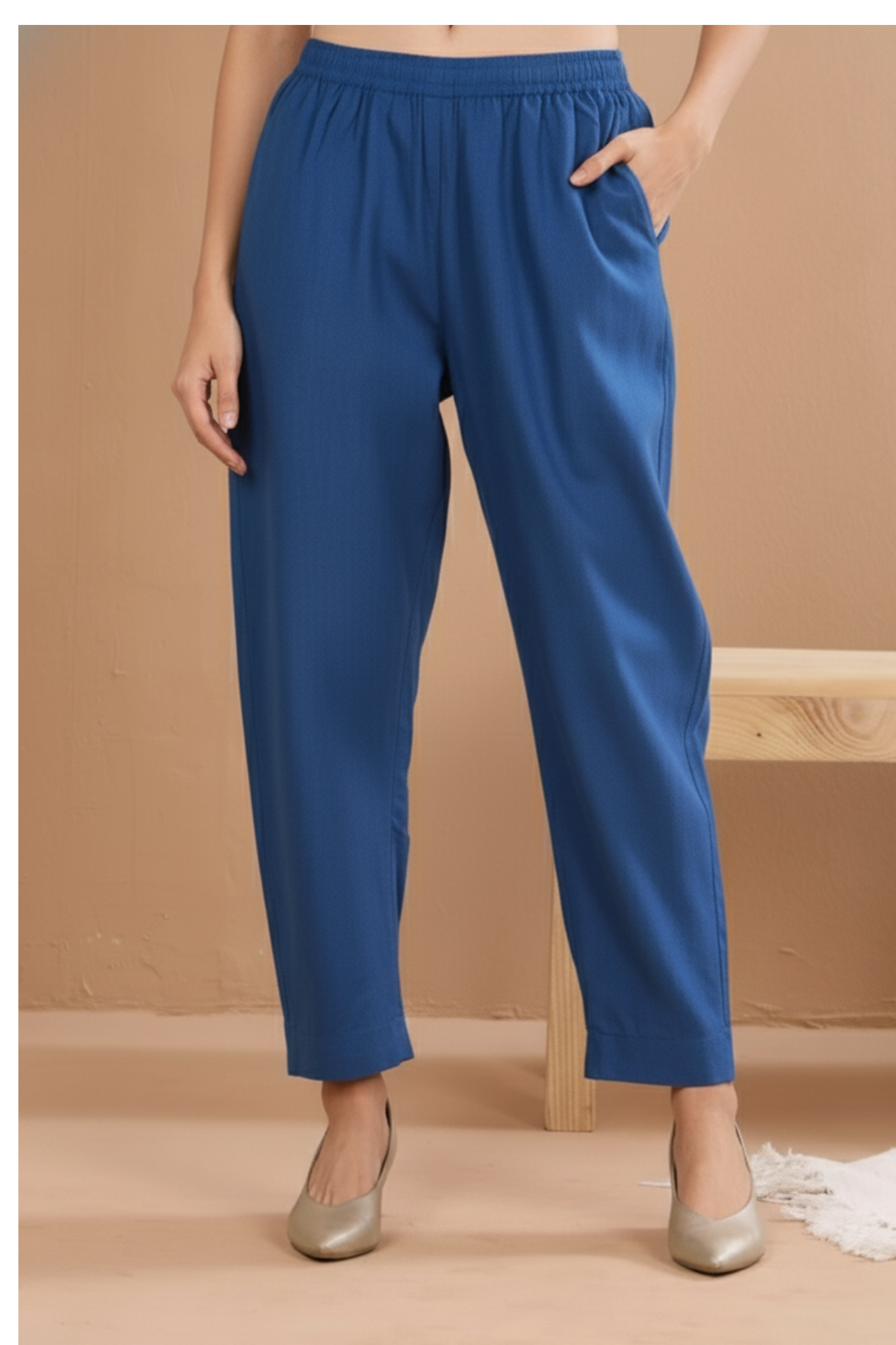 Maati Comfort Fit Cotton Pants - Rich Blue South Cotton