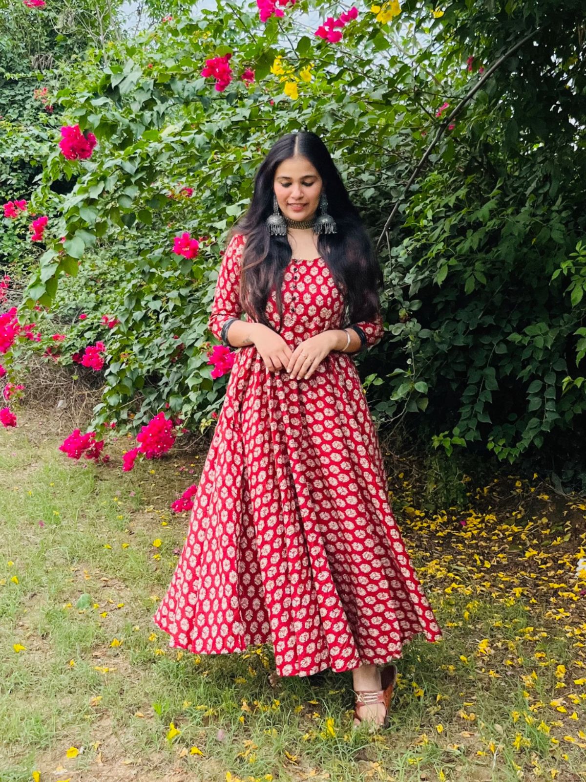 Rust Block Print Twirl Dress