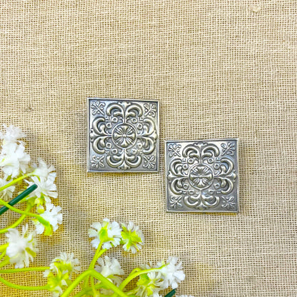 oxidised square shape earrings