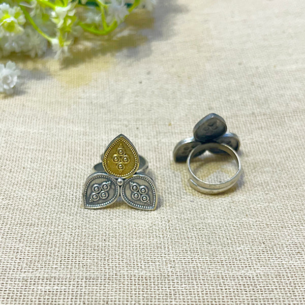Willow Traditional Ethnic Dual Tone Ring with Tri-Leaf Design