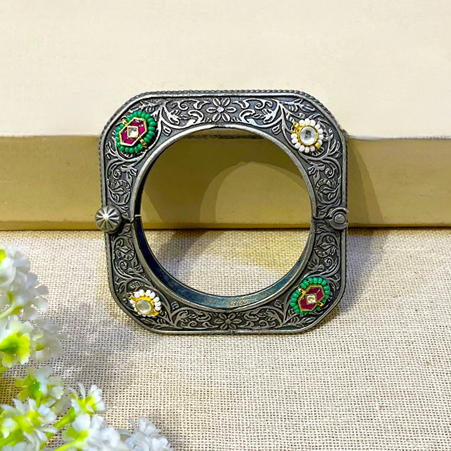 Oxidised Rounded Square Kada