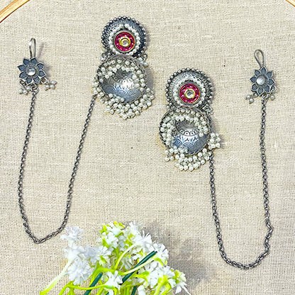 Earrings with Ear Chain 