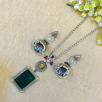 necklace with gemstone pendants