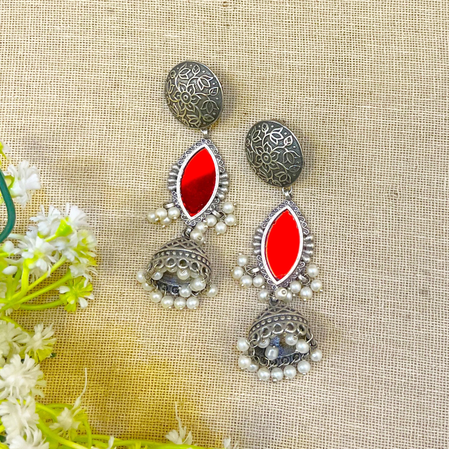 oxidised jhumka design