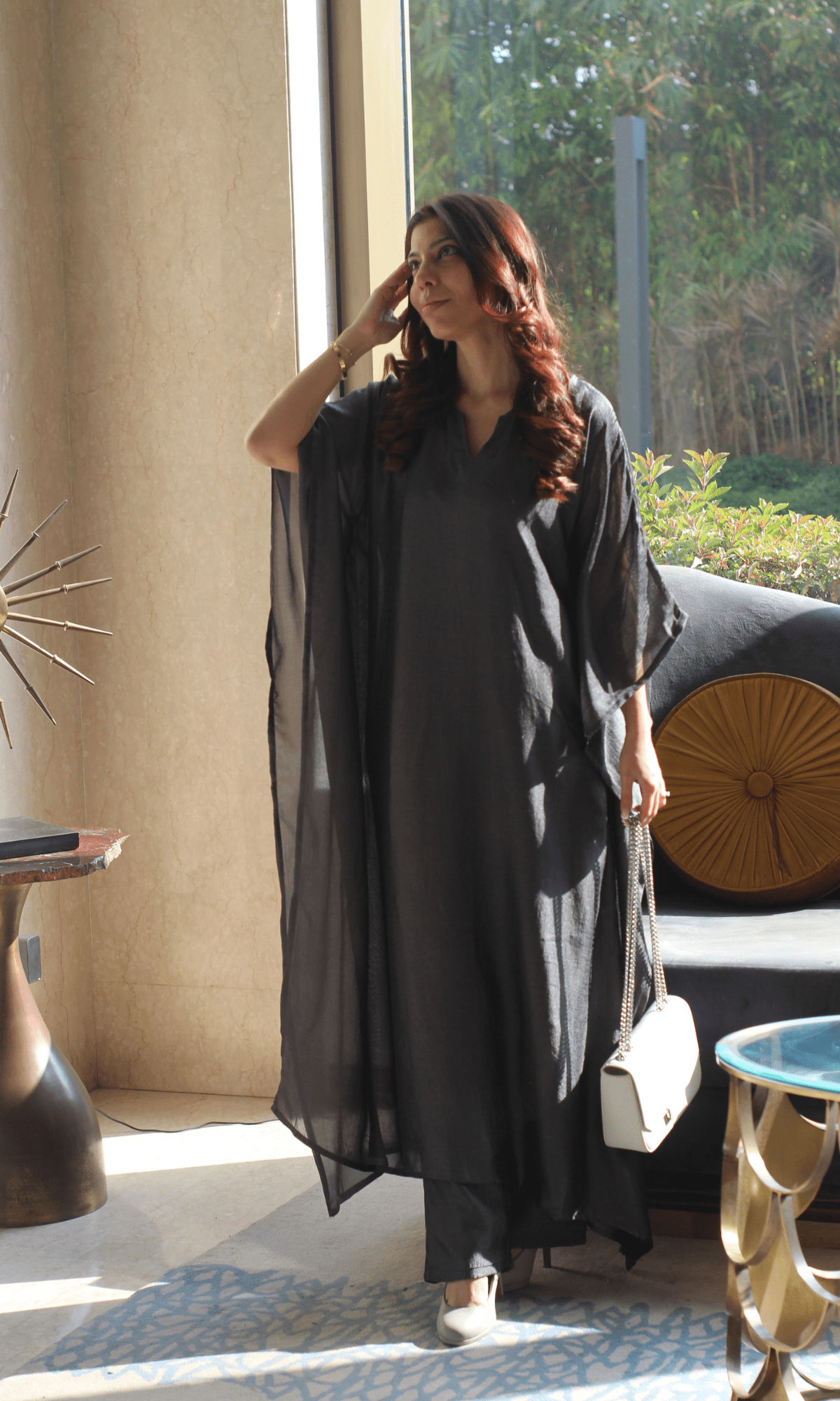 Silver Grey Kaftan Style Coord Set - Baareeki