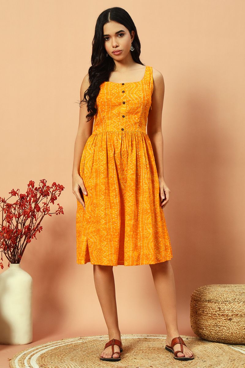 Sunshine Bandhani Fit And Flare Dress