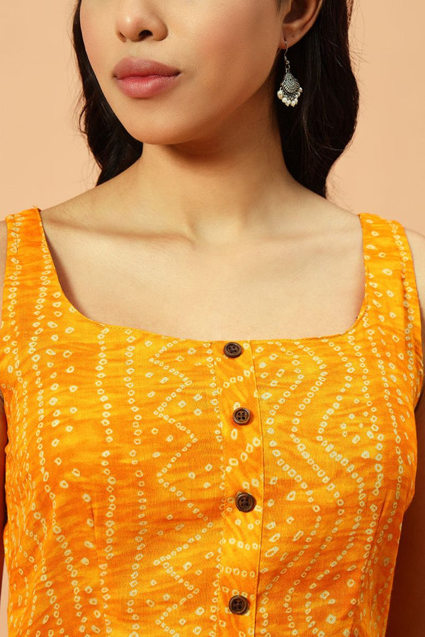 Sunshine Bandhani Fit And Flare Dress