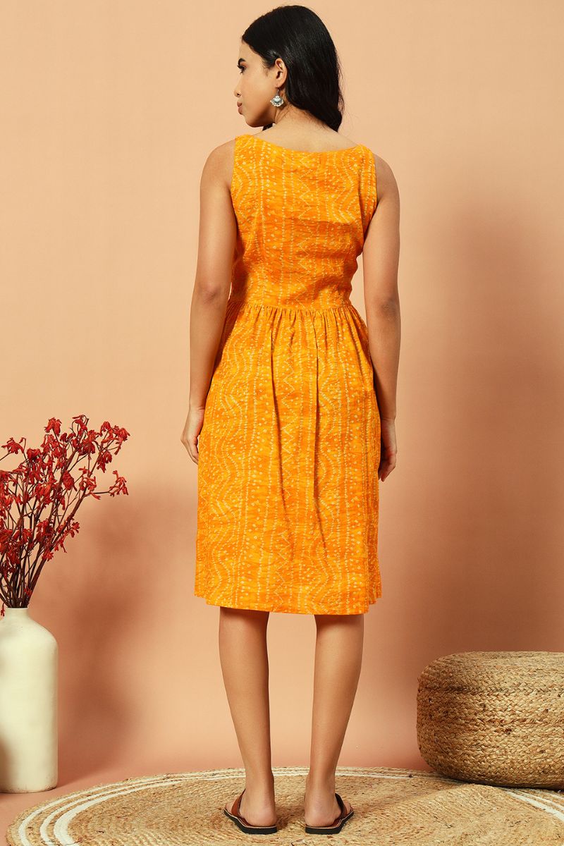 Sunshine Bandhani Fit And Flare Dress