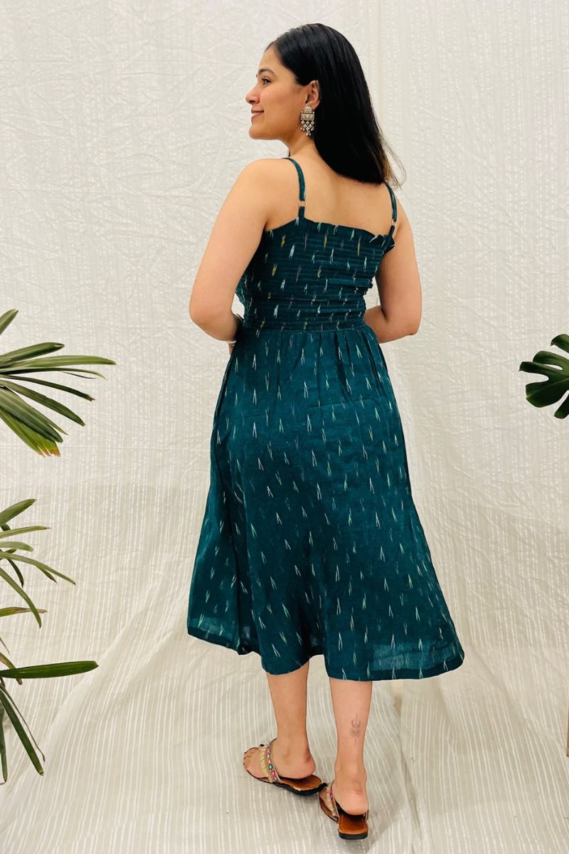 Teal Ikat Spaghetti Dress