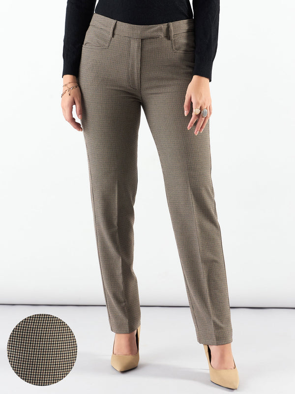 Refined Check High Waist Tailored Trouser In 4-Way Stretch Fabric