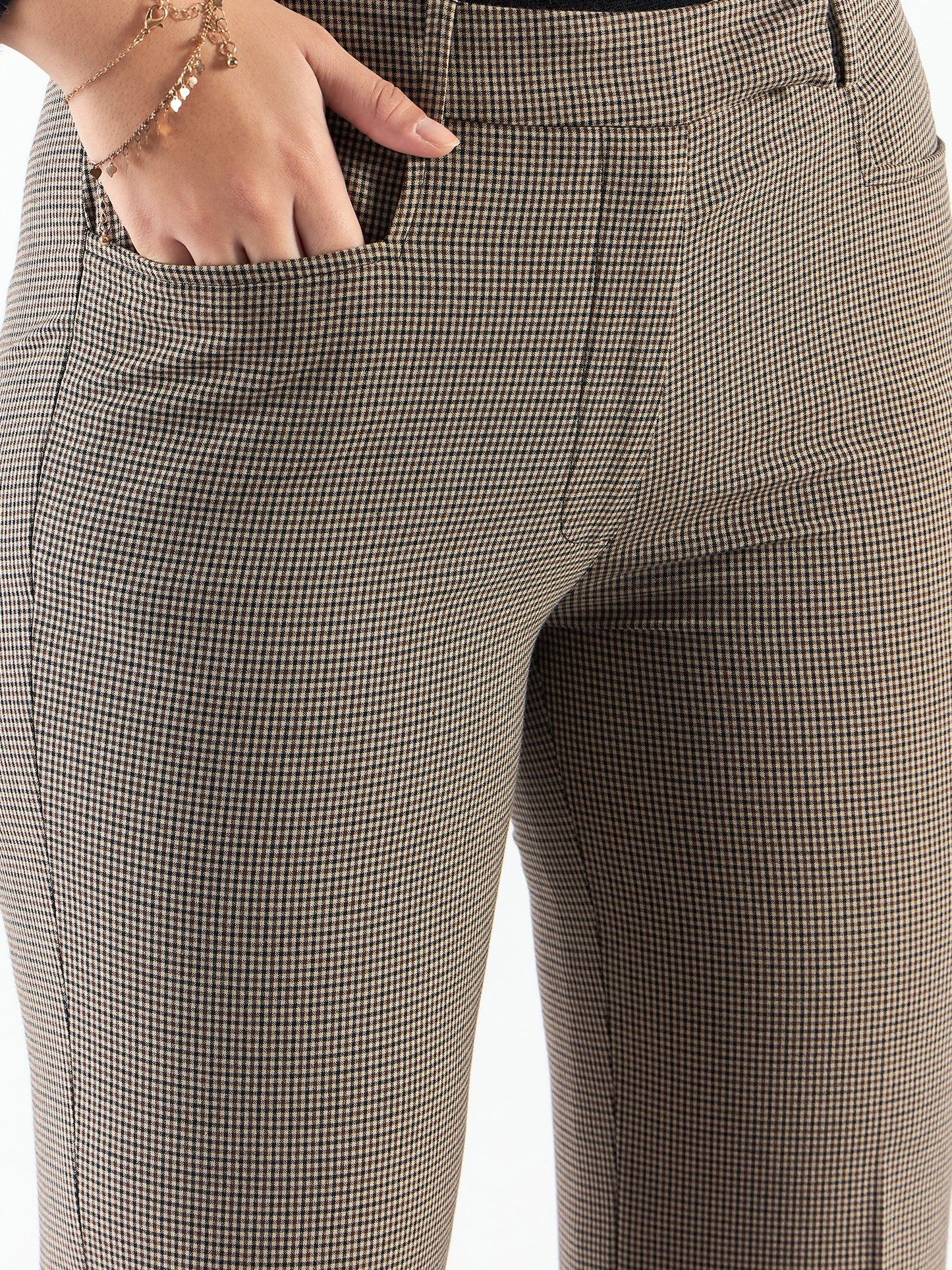 Refined Check High Waist Tailored Trouser In 4-Way Stretch Fabric